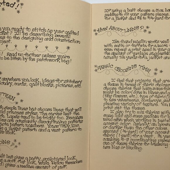 New Beginnings Quilted Jackets Vests Pattern Book Yours Truly Jean Wells 1979 - Picture 3 of 12